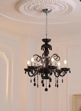 复端古欧法式黑色客吊灯水晶厅房间主灯轻奢ENO式高大灯大气餐厅