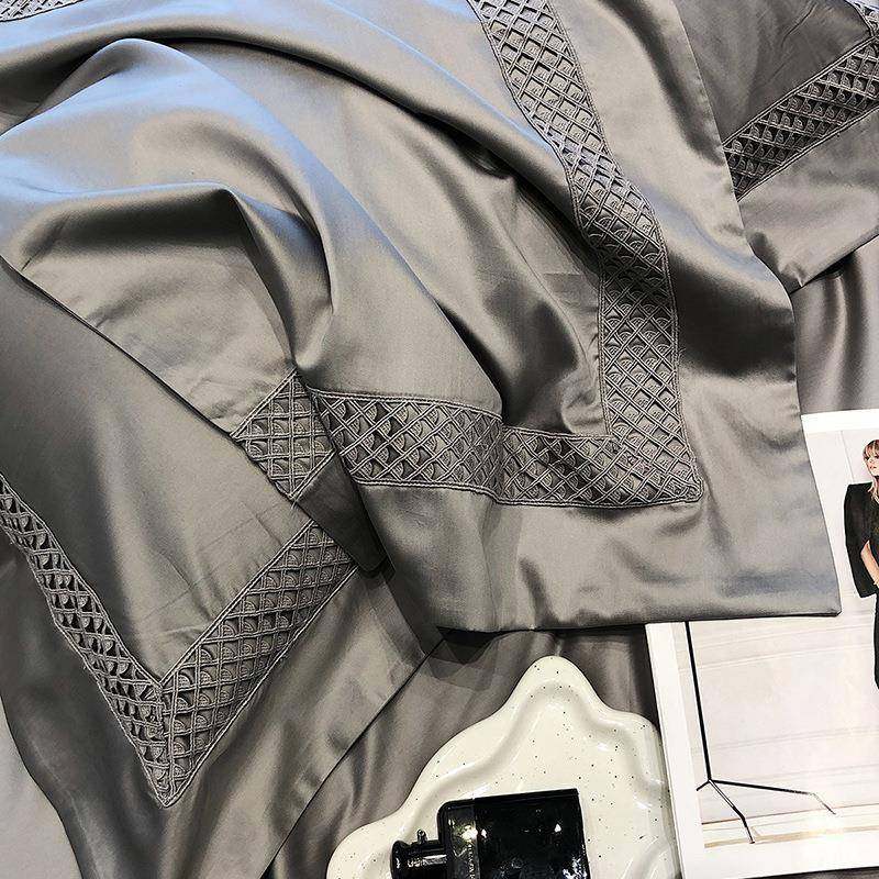 四件套纯棉奢高档酒DTF轻店纯色匹全床马棉棉镂空秋冬新款上用品