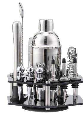 现货4黑色亚克力装套鸡六KMA尾酒调酒器酒吧工具1件套边形旋转