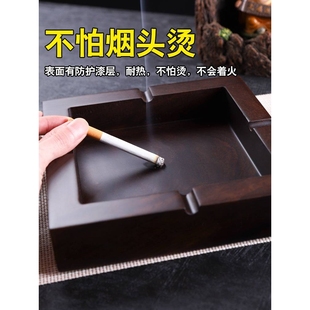 黑檀实木烟灰缸大号带盖烟灰缸创意个性潮流中式复古客厅家用