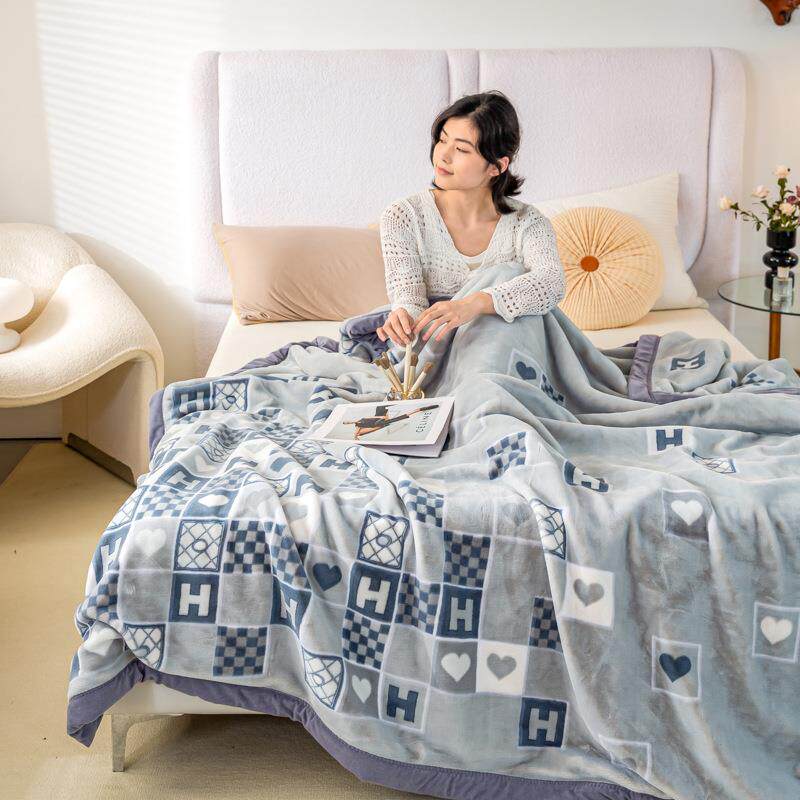 天鹅绒绒毛毯被拉子尔双面RD_12563毯冬季加厚保暖午睡盖毯宿舍床