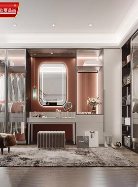 仿木纹铝橱合金衣柜品现容代新中式靠成墙大量平开门组合金属5989