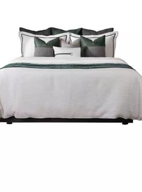 现代简约新中式样板品间床1软装布艺设床20231012计品酒店极简床