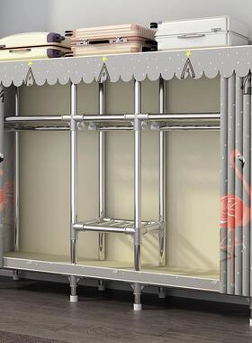 简易用卧室组装布衣家柜出租收纳铝房合金加厚落地衣橱HTW架架子