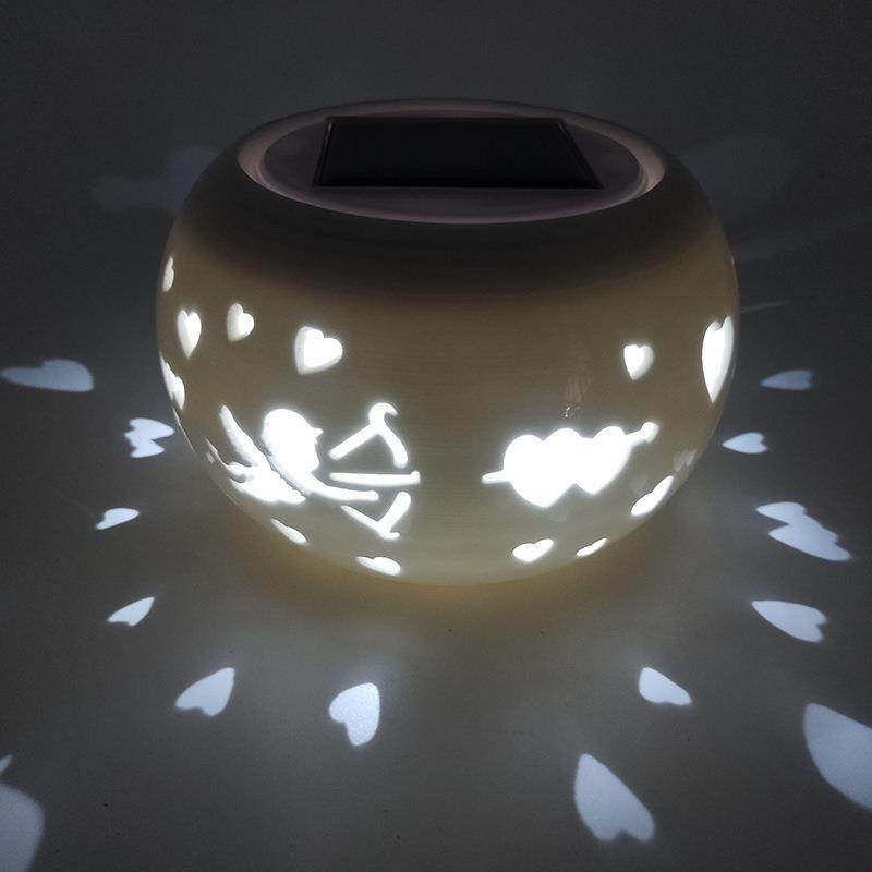 陶瓷太阳能小夜灯天使丘比特图案太阳能草坪灯太阳能充电led灯