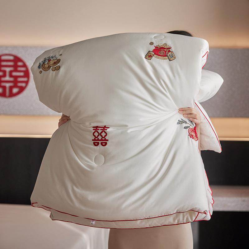 新款高端婚庆喜被20%蚕丝蛋白长绒棉结婚被子刺绣被芯春秋被冬被,床上用品,化纤被,淘宝优惠券,粉丝福利购,淘宝优惠卷