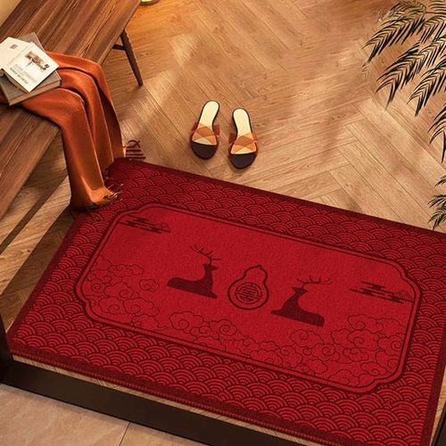 中式福禄红色喜庆地垫入户门垫新款乔迁新居入宅新房红色家用地毯