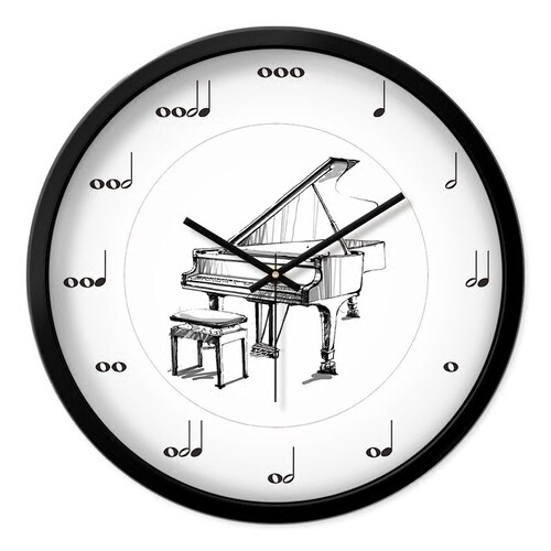 音乐符号钟表艺术机构培训教室时钟静音挂表摩门创意音符钢琴挂钟