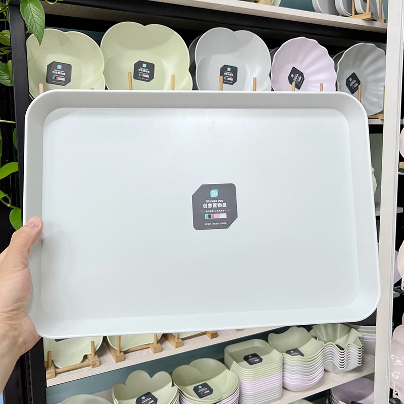 家用长方形中式简约快餐厅学生食堂放茶水杯子碗菜盘子的盘拖托盘