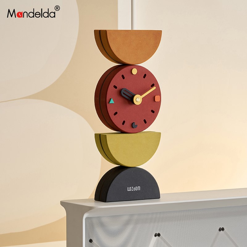满得达家居创意时钟摆件客厅玄关入户摆放式钟表桌面艺术装饰品