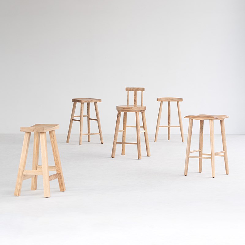 叁几 白蜡木实木吧台椅家用椅子舒适久坐现代简约酒吧高脚凳原木