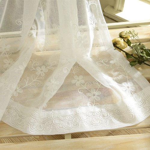 韩式绣花田园棉麻蕾丝成品窗帘窗纱帘定制阳台客厅飘窗卧室隔断帘