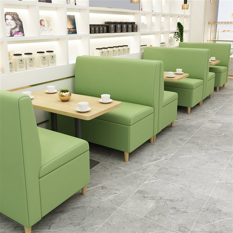 奶茶店桌椅甜品汉堡小吃餐饮咖啡厅卡座沙发商用靠墙长条沙发