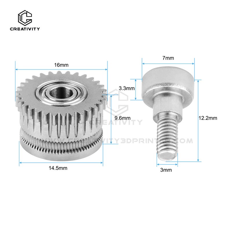 K1/K1C/Ender3v3齿轮挤出升级硬化钢合金齿轮3D打印机配件