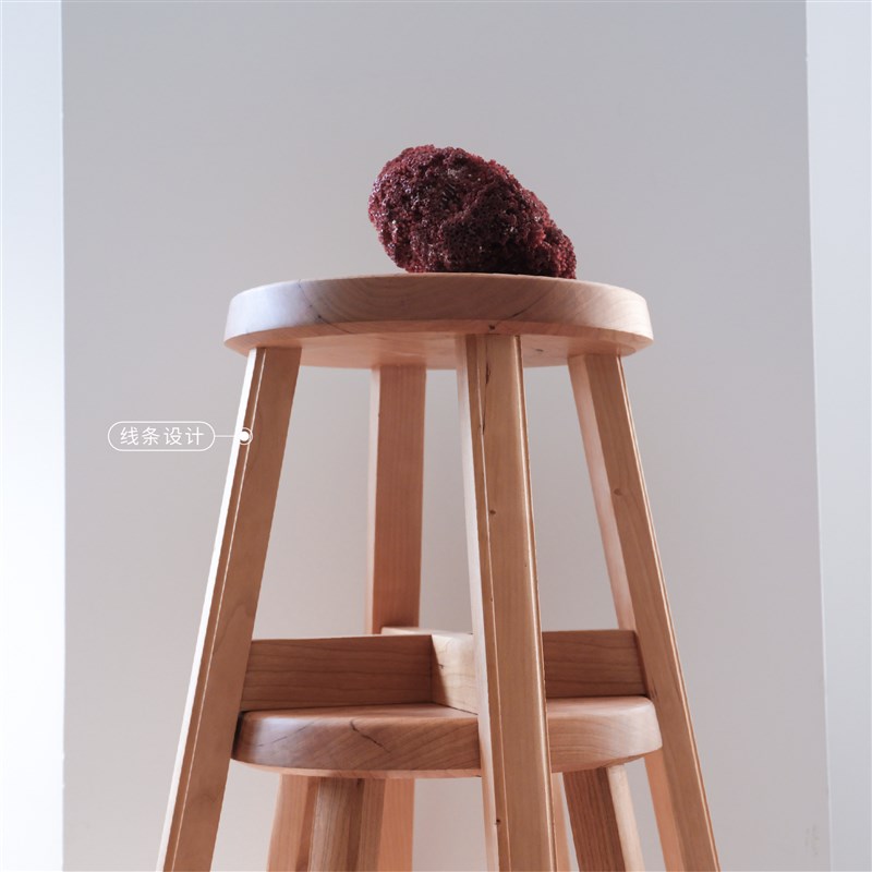 MUMO木墨 厚圆凳 实木可堆叠放置樱桃木黑胡桃木饭厅板凳家用