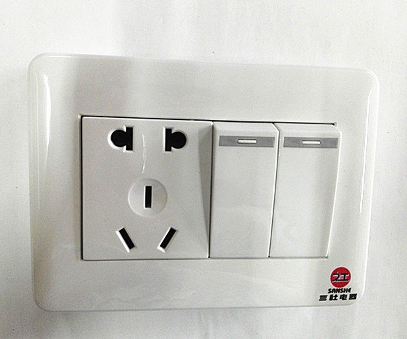 三社A7明装86开关插座 明线开关明装 二开双控五孔带开关插座双联