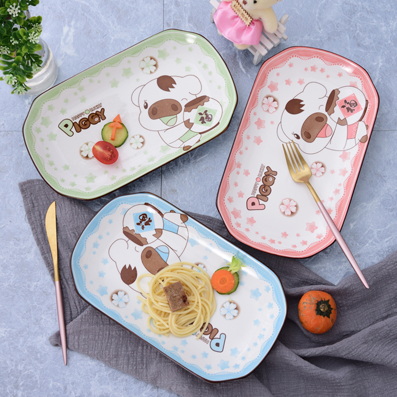 创意欧式大号长方形鱼盘蒸鱼盘子家用菜盘餐盘碟子陶瓷釉下彩餐具