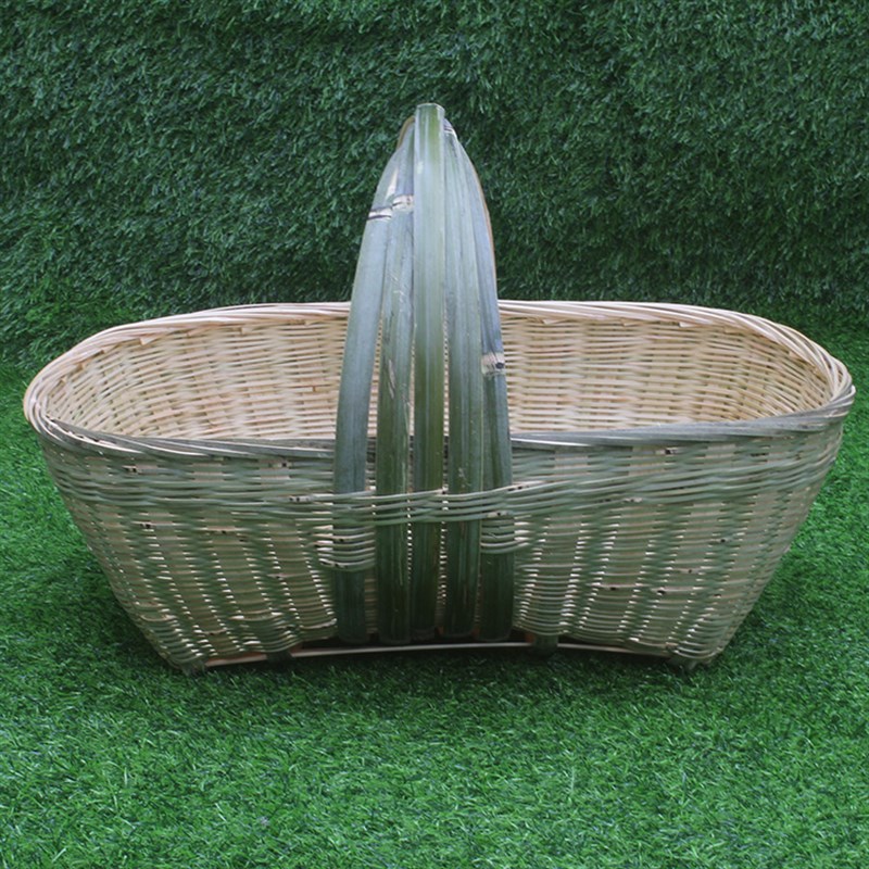 长方形竹篮手工编织手提菜篮竹编篮子卖鸡蛋水果家庭用竹筐竹制品