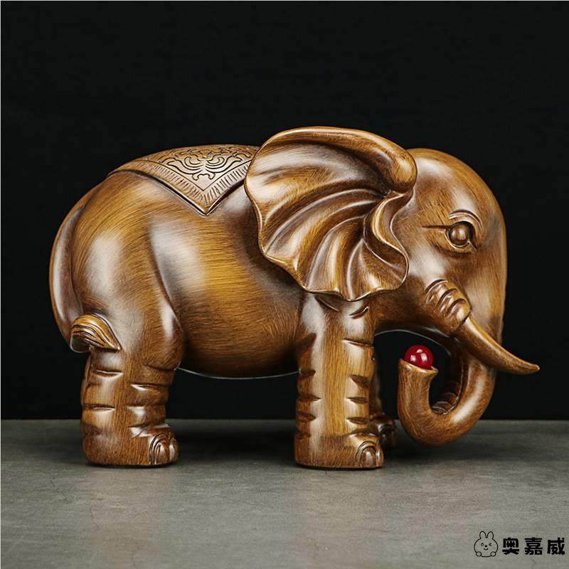 花梨红木雕刻大象摆件一对实木质象家居客厅电视柜装饰品工艺品