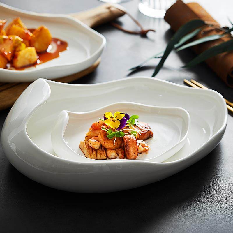 中式白色陶瓷不规则装菜盘子创意冷菜盘酒店餐厅商用意境菜餐具S,3C数码配件,其它配件,淘宝优惠券,粉丝福利购,淘宝优惠卷