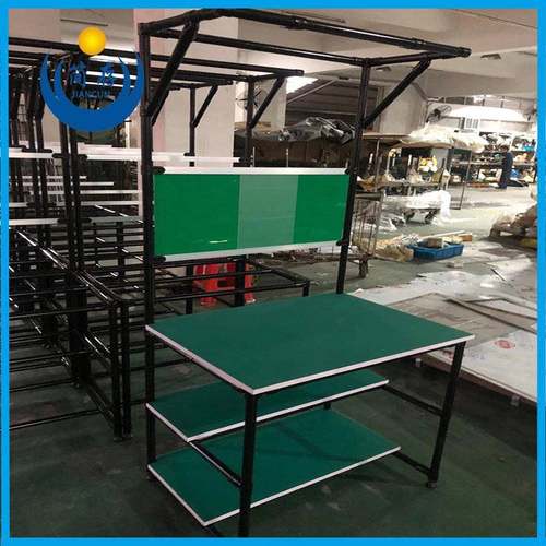 柔性组合黑色线棒工作台 生产线检验台物流揽货桌 电子厂装配桌