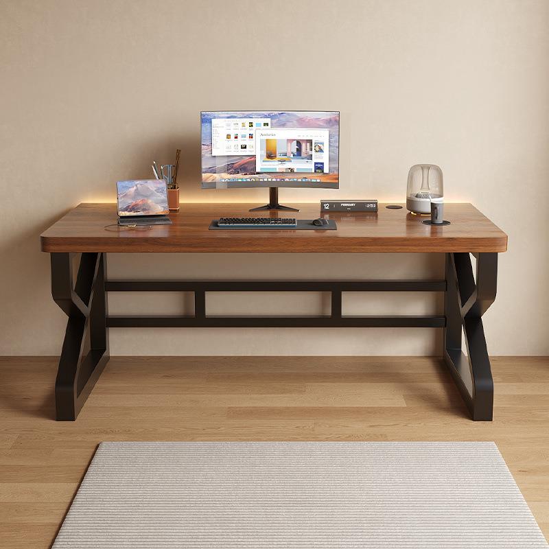 实木电脑桌台式家用卧室书桌简约双人现代办公桌学生电竞桌子