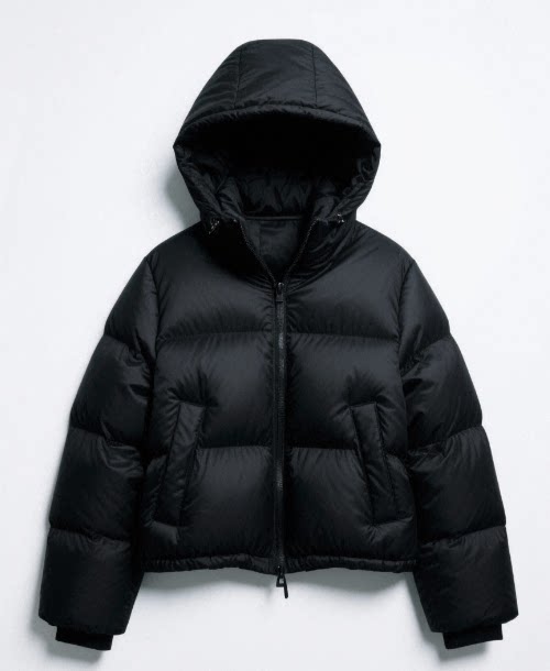 thumbnail for Left bell, flip-top pocket, lower eight pockets, red and white zipper button, black down jacket 55092201