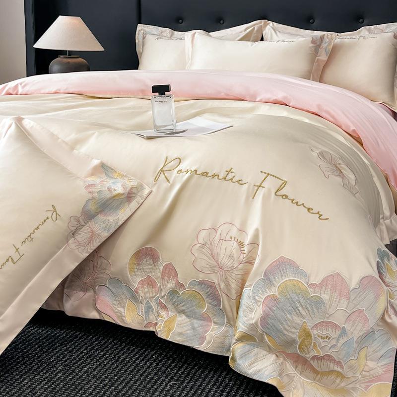 高端轻奢A类长绒棉磨毛四件套加厚纯棉全棉被套床单床笠床上用品