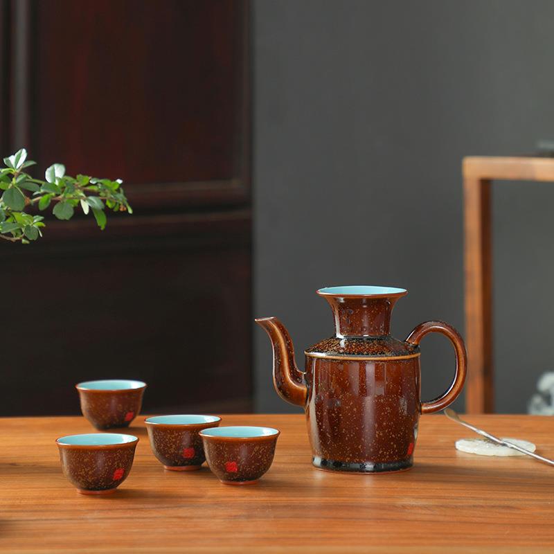 钧瓷浮翠蓝玉钧御官窑南酒壶水分离泡茶杯子精品办公杯送礼