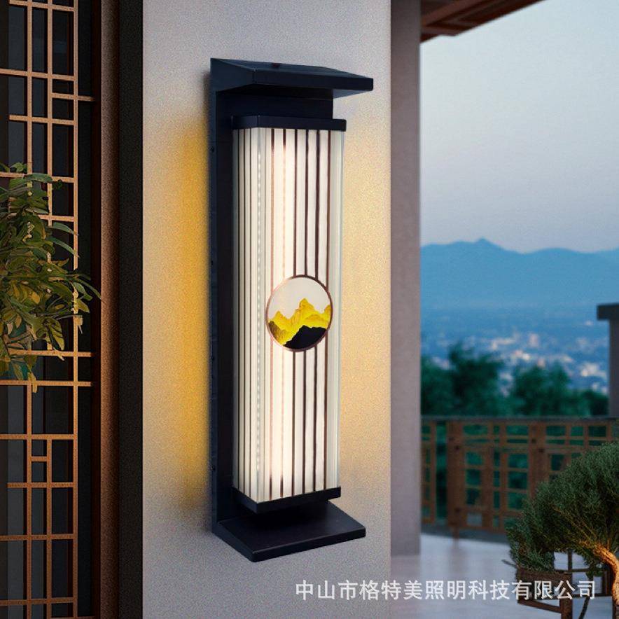 厂家现货轻奢风太阳能壁灯别墅大门柱灯入户灯过道走廊户外景观灯