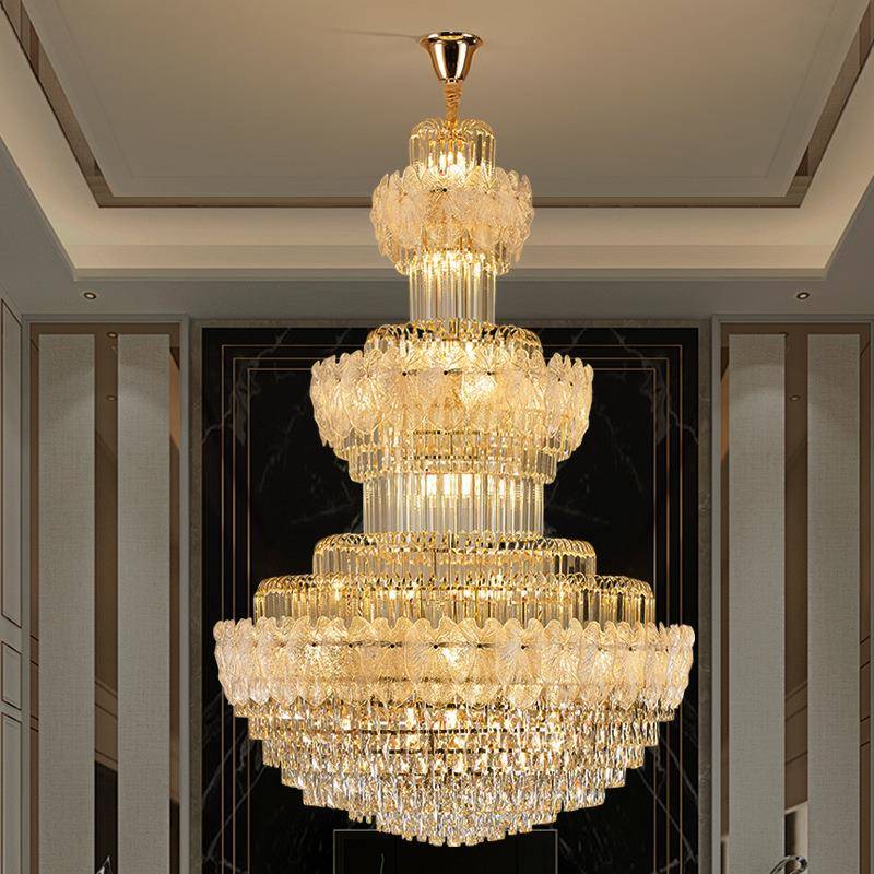 复式楼大吊灯2025年新款大厅吊灯别墅挑空挑高轻奢现代客厅灯水晶