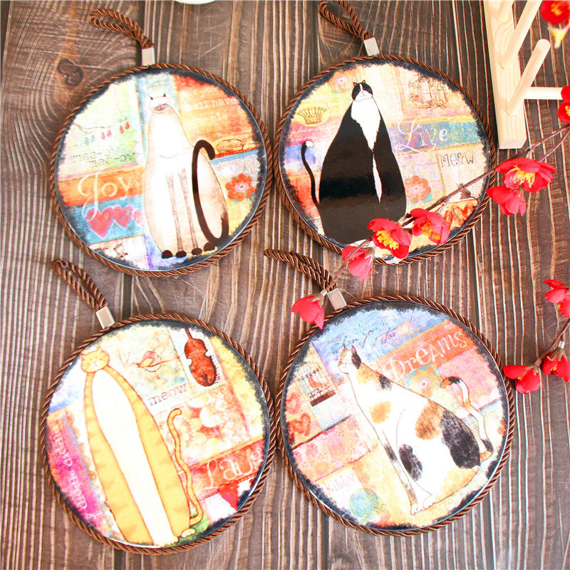 家用双层软木隔热垫欧式锅垫碗垫餐盘垫防烫餐垫火烈鸟4片送架子