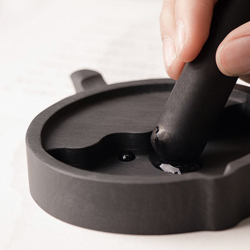 张小凤水波纹砚台原石带盖天然安徽歙砚磨墨书法墨条多功能墨池成