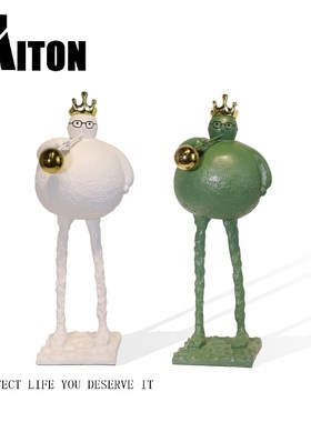 简约现代白色树脂趣味人物雕塑泡泡国王客厅装饰品软装样板房摆件