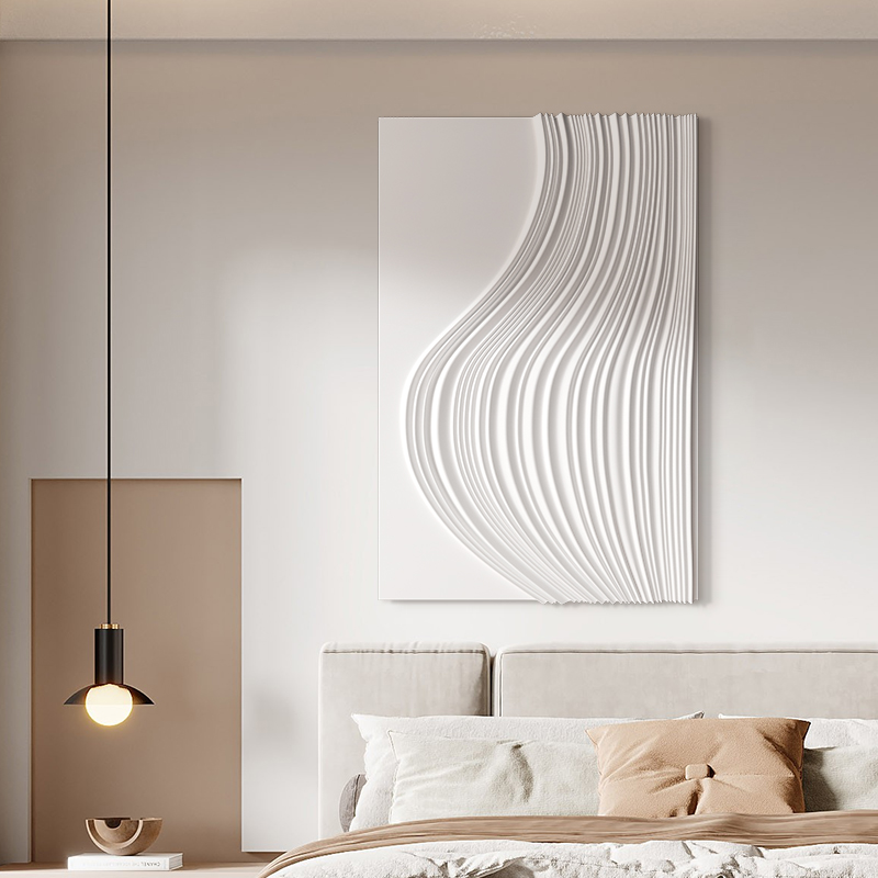 客厅背景墙装饰画3d立体浮雕侘寂风玄关挂画创意卧室壁画简约高级