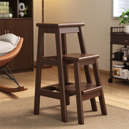 实木梯凳家用多功能楼梯凳三步登高凳可伸缩换鞋凳榫卯结构阶梯凳