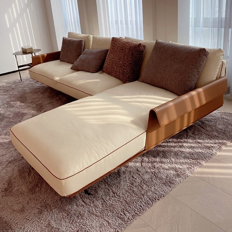 意式极简转角棉麻布艺沙发现代简约设计师创意小户型客厅贵妃沙发