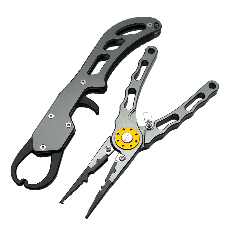 铝合金路亚钳上环摘钩取钩鱼线剪大号垂钓控鱼器便携防滑抓鱼工具