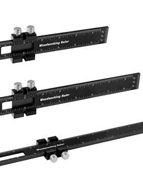 黑色木工定位尺15厘米300mm公英制红色铝标记尺20cm蓝色划线T轨尺