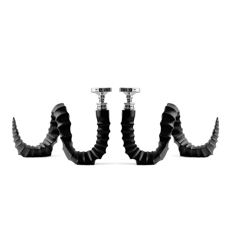 现代极简意式大羊角烛台轻奢样板展厅酒店售楼处软装黑色烛台摆设