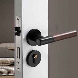 中式金色木纹卧室门把手青古铜木纹静音锁磁吸门把手高档轻奢锁