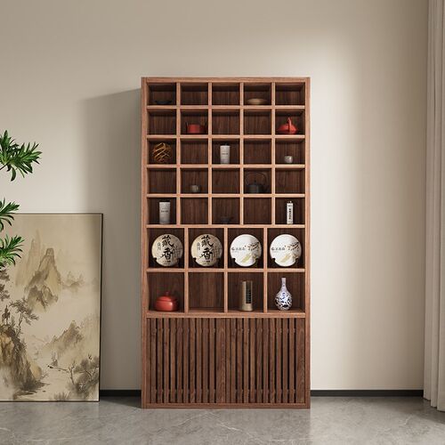 中古风新中式实木博古架茶壶茶杯收纳展示柜茶叶置物架茶具多宝阁