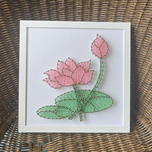 莲花清正廉洁爱国主题手工DIY弦丝画反腐倡廉钉子绕线画定制成品