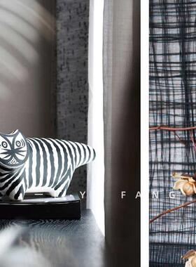 一匚现代简约北欧趣味摆件条纹儿童房装饰样板间书房猫咪售楼处