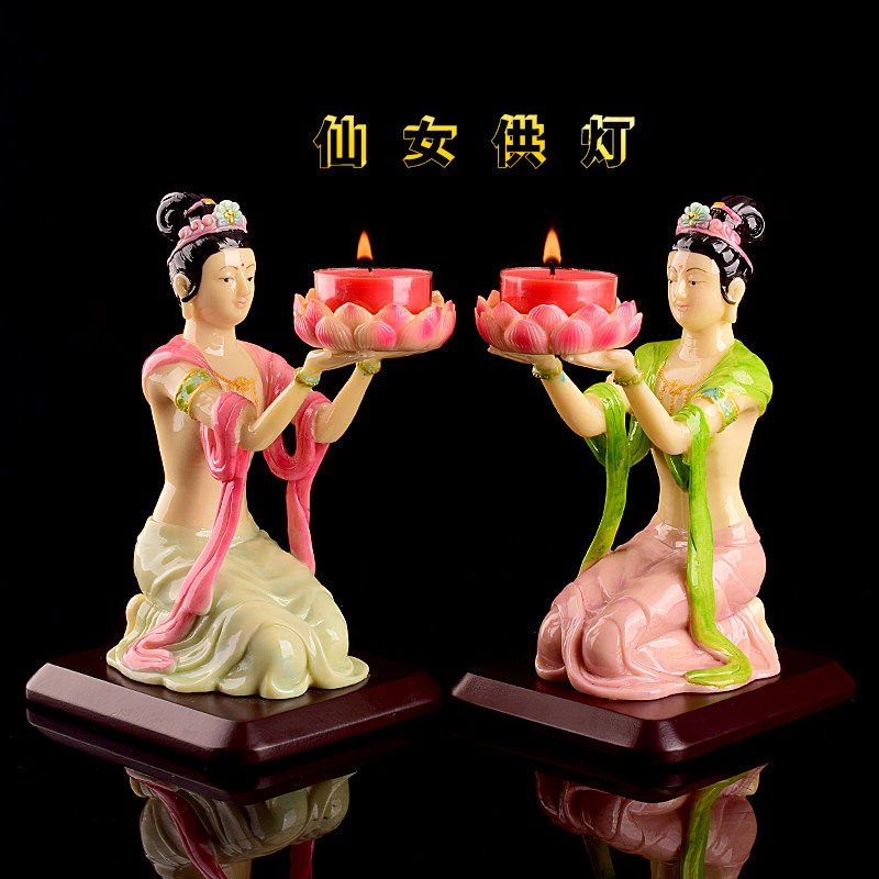 仙女供灯4小时酥油灯座长明灯底座天女贡灯烛台8小时配油灯用品