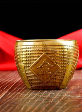 纯铜五谷丰登铜缸家居饰品办公桌书房招财纳福摆件开业乔迁旺财