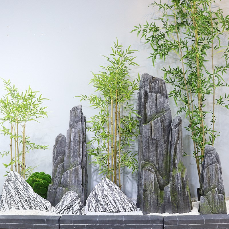 仿真泰山石头斧劈石庭院玻璃钢园林雪浪石假山景观石太湖石摆件