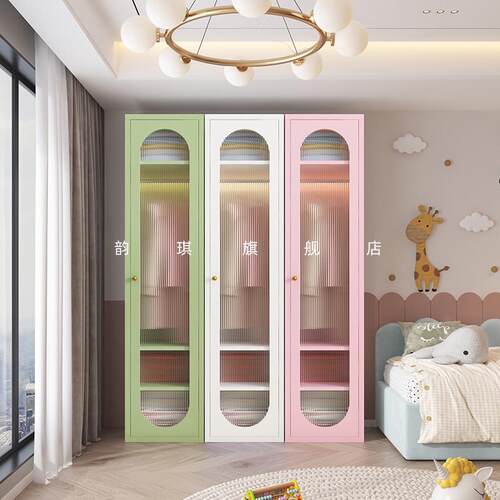 单门衣柜现代简约家用卧室储物柜无子夹缝儿童小户型铁皮甲醛衣橱