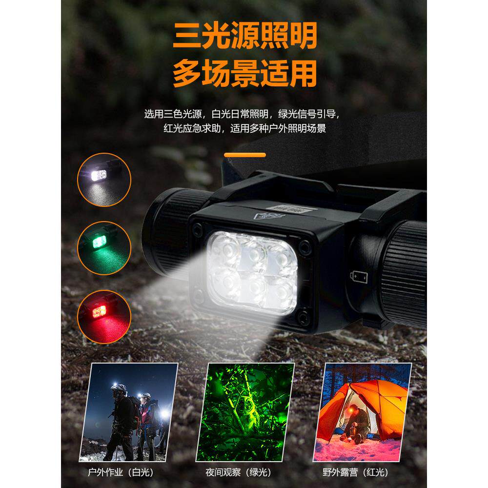 狐头灯色灯头红绿白光电充超亮头戴瀚瀚弧UWL翰狐户外夜钓登爬山