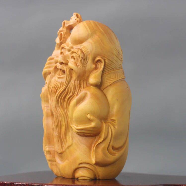 黄杨木雕摆件木质雕刻寿星文玩手把件家居把玩挂件收藏送礼工艺品